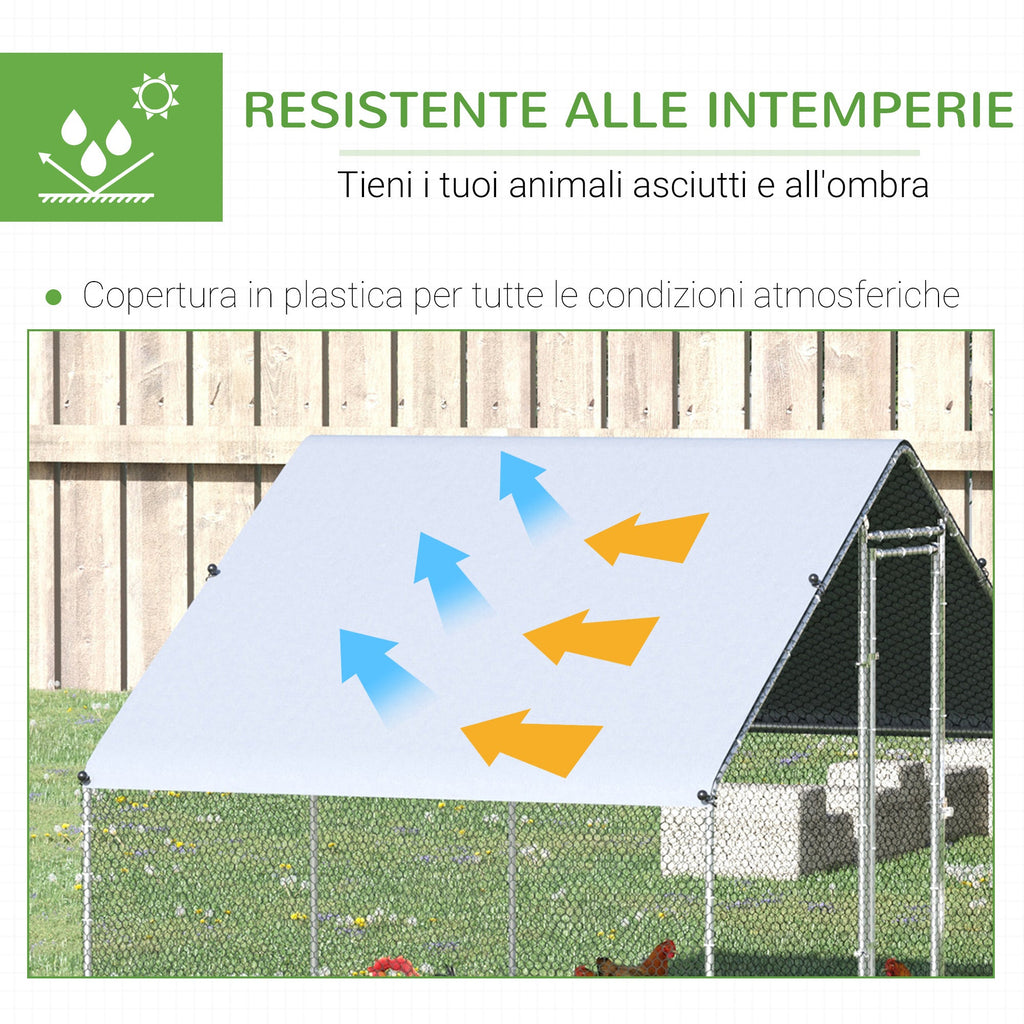 EASYCOMFORT Kippenren 3x2x2 m, gegalvaniseerd, zilver