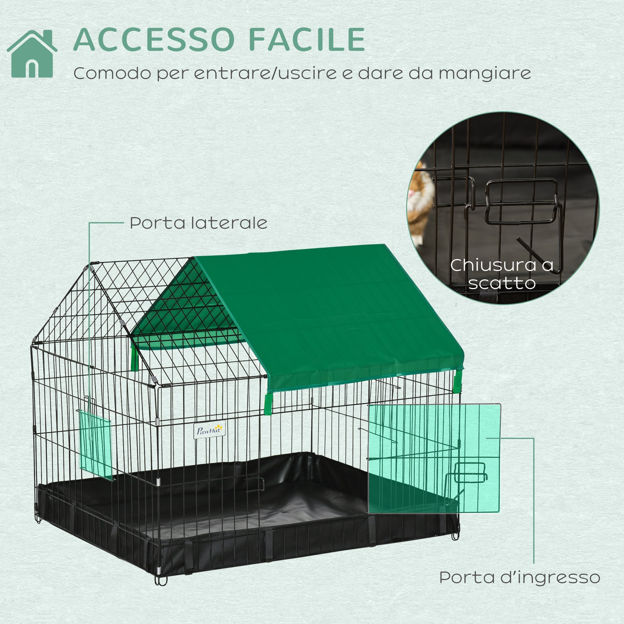 EASYCOMFORT Cage for Rabbits, Guinea Pigs and Rodents, Animal Cage in Metal and Oxford Fabric, 90x75x75cm