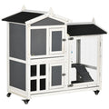 EASYCOMFORT Outdoor Hutch for 2 Wooden Rabbits with Removable Tray and Running Area, 110x60x104 cm