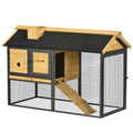 EASYCOMFORT 2-Tier Outdoor Hutch in Fir Wood and Steel with Removable Tray, 120x55.5x80 cm