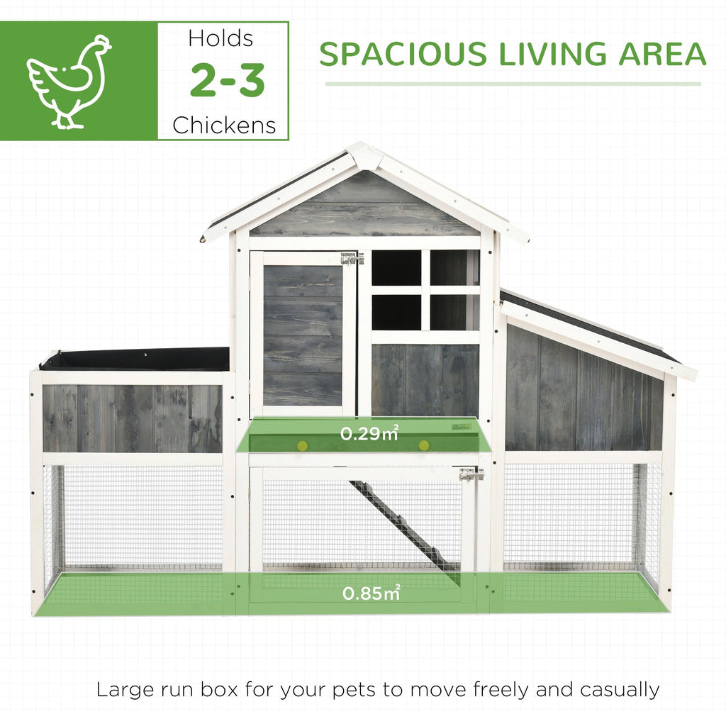 EasyComfort prefab houten kippenhok met ren, huis en nest, 161.5x62.5x115 cm