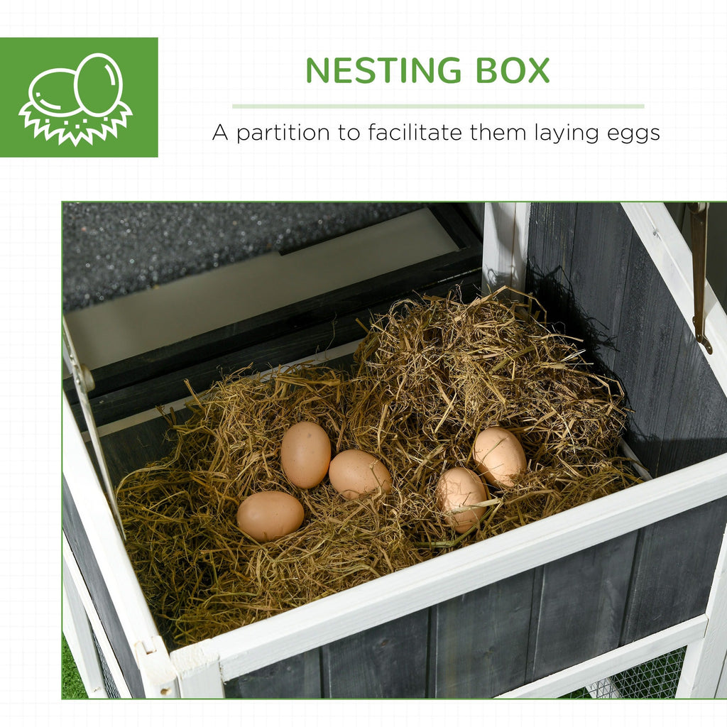 EasyComfort prefab houten kippenhok met ren, huis en nest, 161.5x62.5x115 cm