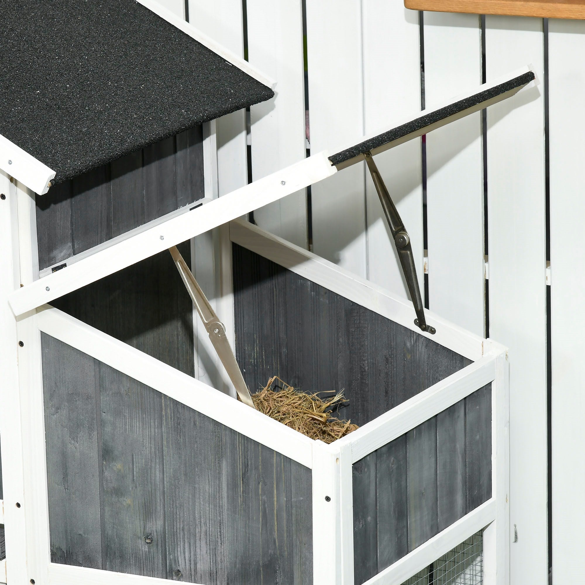 EasyComfort prefab houten kippenhok met ren, huis en nest, 161.5x62.5x115 cm