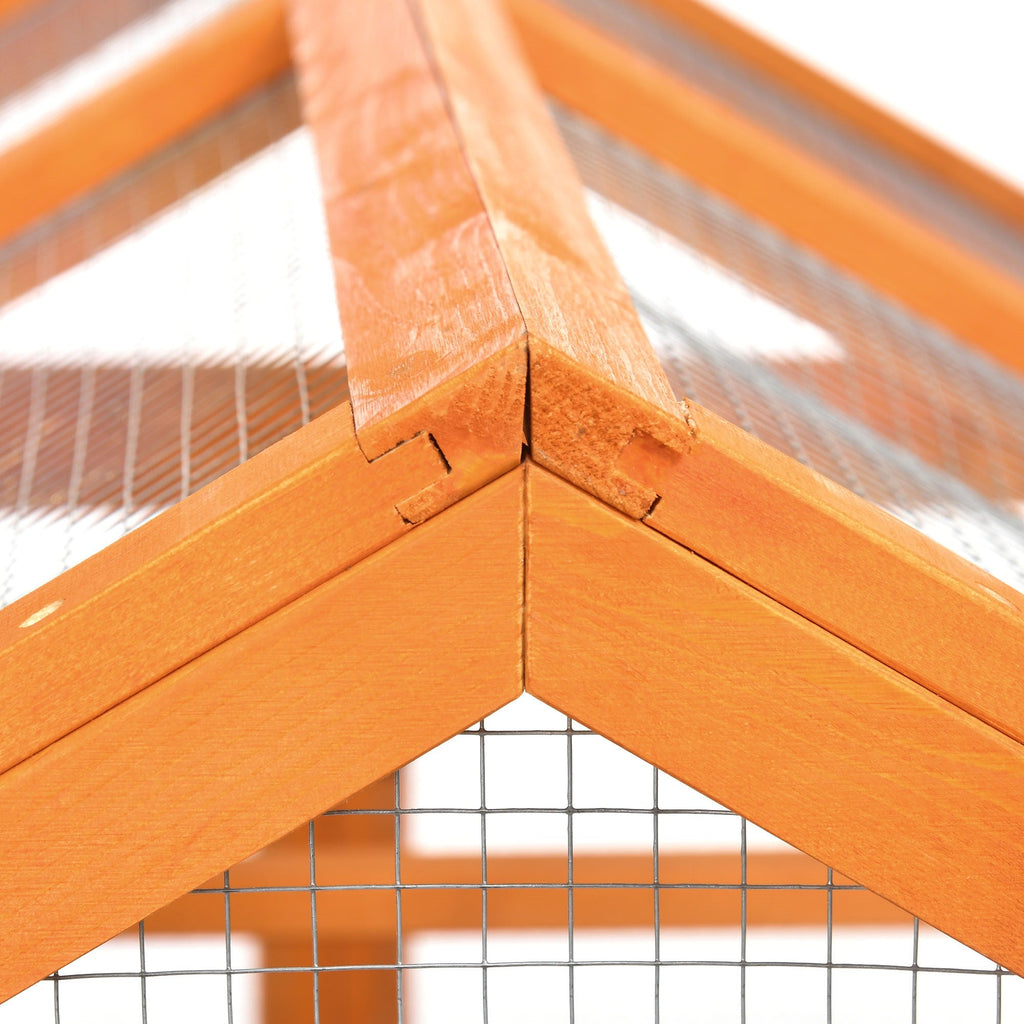 Easycomfort Gabbia per Galline in Legno with Porte Multiple e Rete in Metallo, 140x88.5x106cm, Arancione