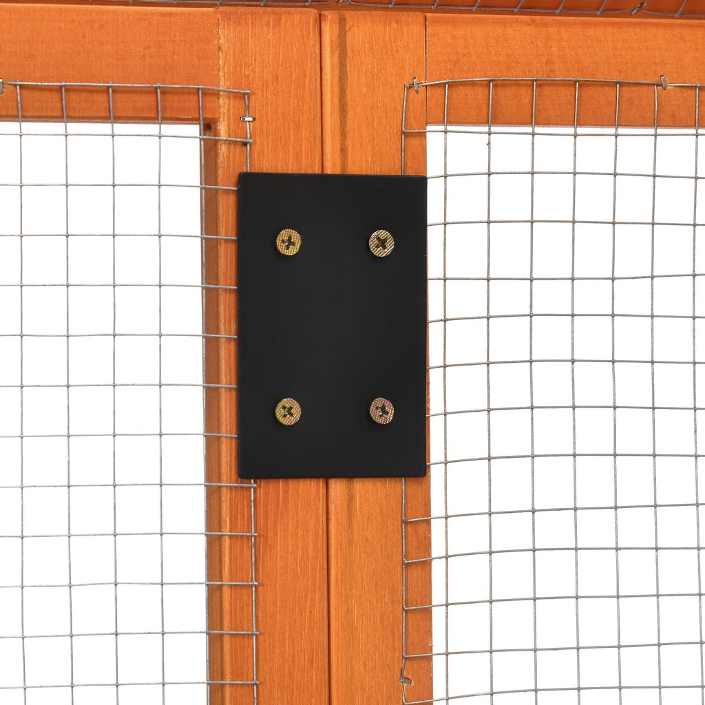 Easycomfort Gabbia per Galline in Legno with Porte Multiple e Rete in Metallo, 140x88.5x106cm, Arancione