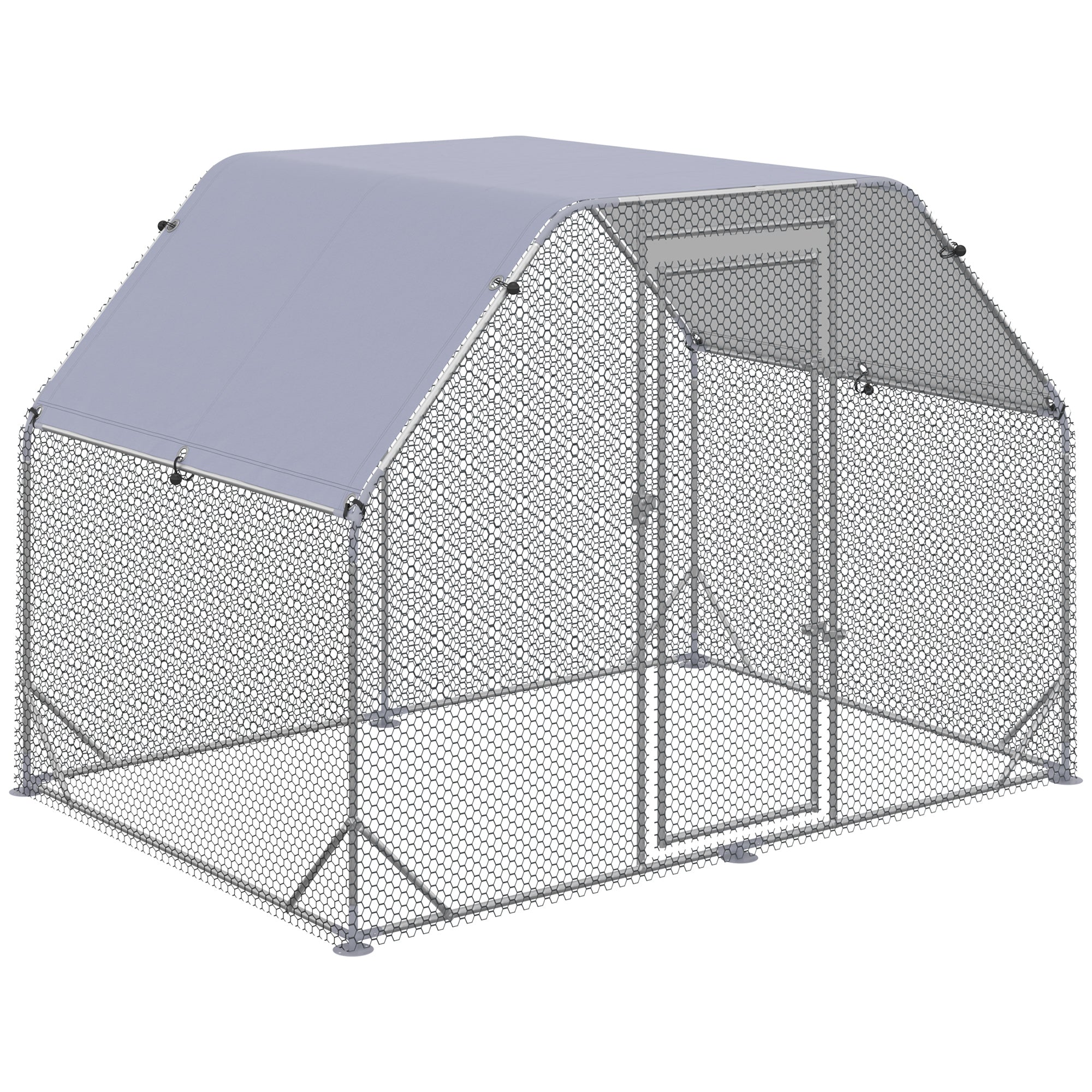 Easycomfort Recinto per Galline with telo di copertura per 4-6 polli in acciaio, 280x190x195 cm