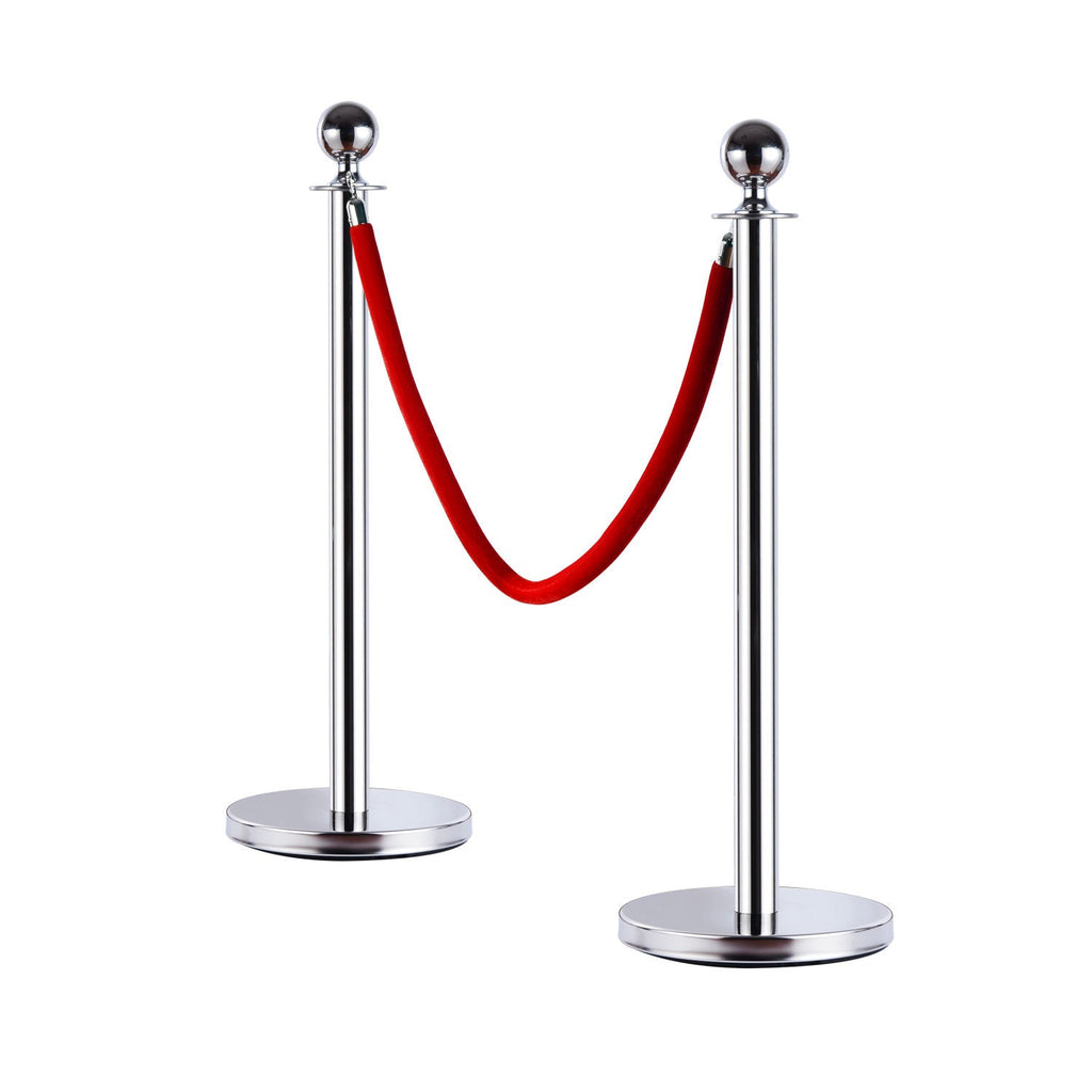 EASYCOMFORT Barriers Eliminate Queue Separators Delimitation Bollards with Red Stainless Steel Ropes Ф32 x 95CM