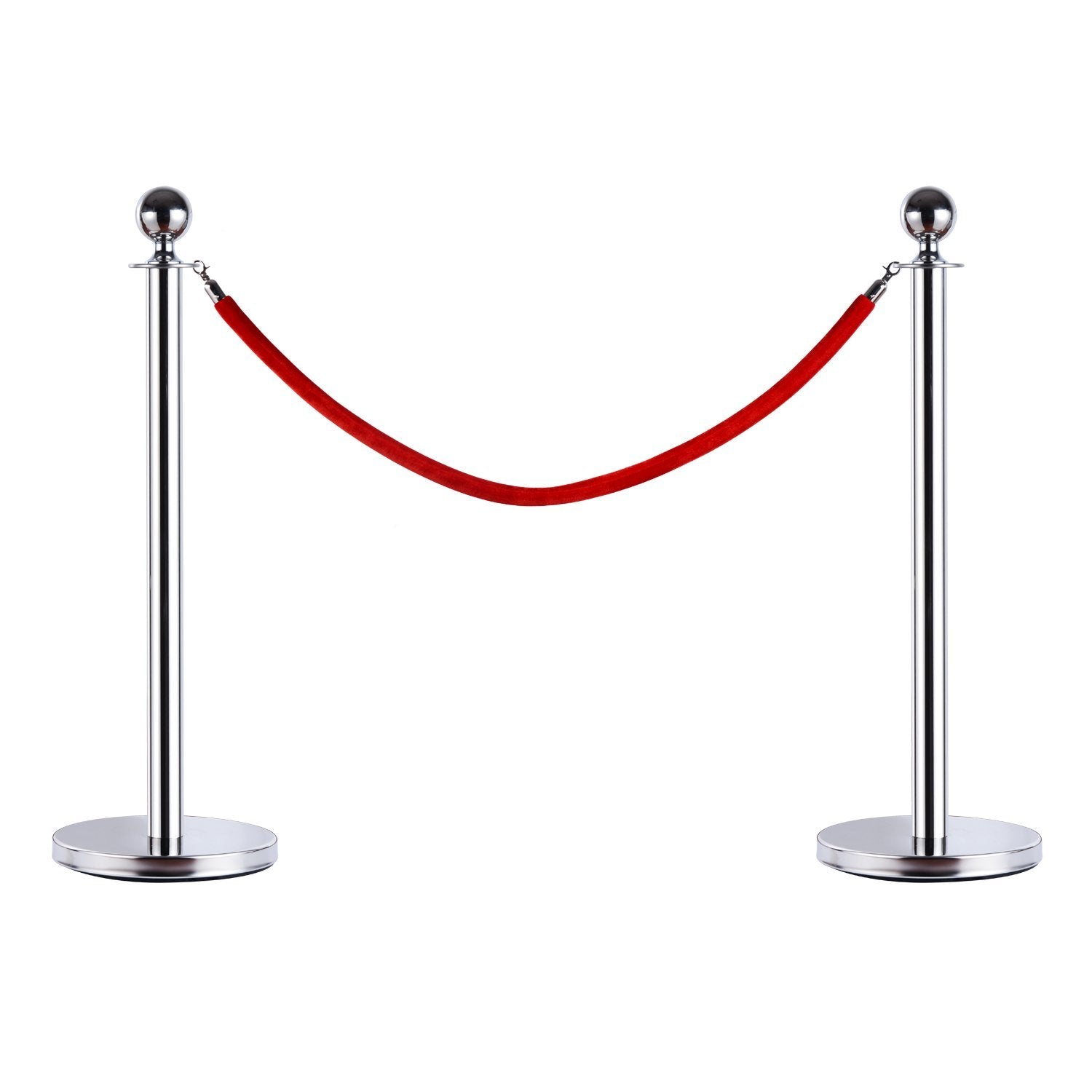 EASYCOMFORT Barriers Eliminate Queue Separators Delimitation Bollards with Red Stainless Steel Ropes Ф32 x 95CM