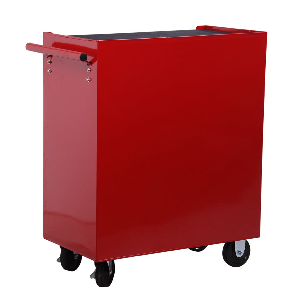 EASYCOMFORT Tool Trolley with 5 Drawers, Lock, 2 Keys and Handlebar Removable Wall 2 Wheels with Brake in EVA Steel Sheet Red 67.5x33x77cm