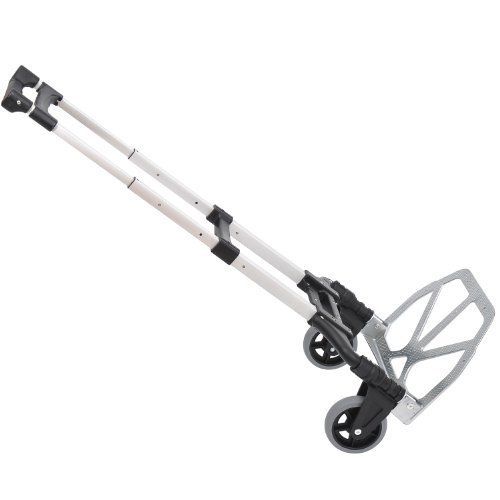 Easycomfort Carrello Portapacchi Pieghevole max 70kg with Maniglie Telescopiche e Altezza Regolabile, 41x38.7x100 cm, Argento