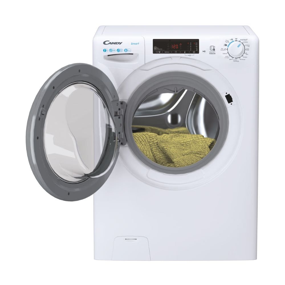 Lavatrice A Carica Frontale Candy CSS4127TWR3/1-11 Slim 7 Kg Classe C 1200 Giri (A85xL60xP40) Tecnologia NFC Contenuti extra sull'App Bianco