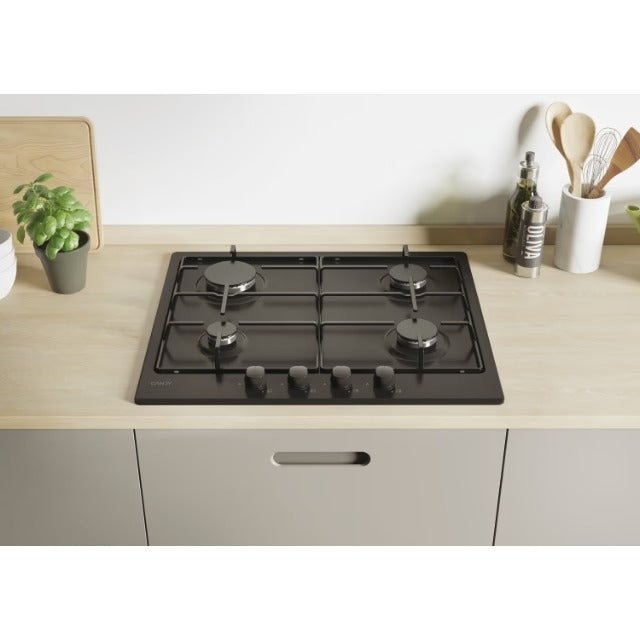 Piano Cottura A Gas Candy Idea CHW6BRBB 4 Fuochi (L59,5xP51) Nero
