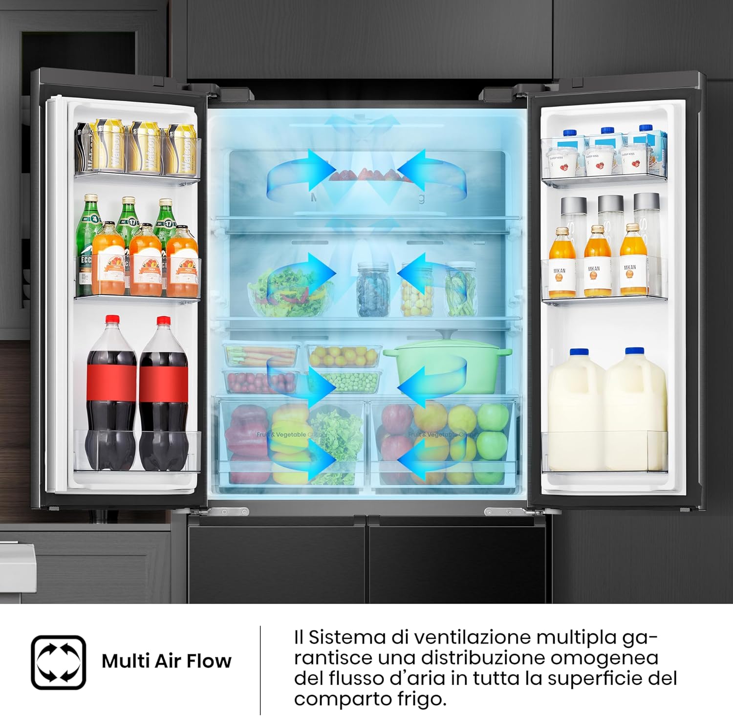 Hisense RQ5P470SAFE 4-deurs multidoor koelkast 483 liter zwart