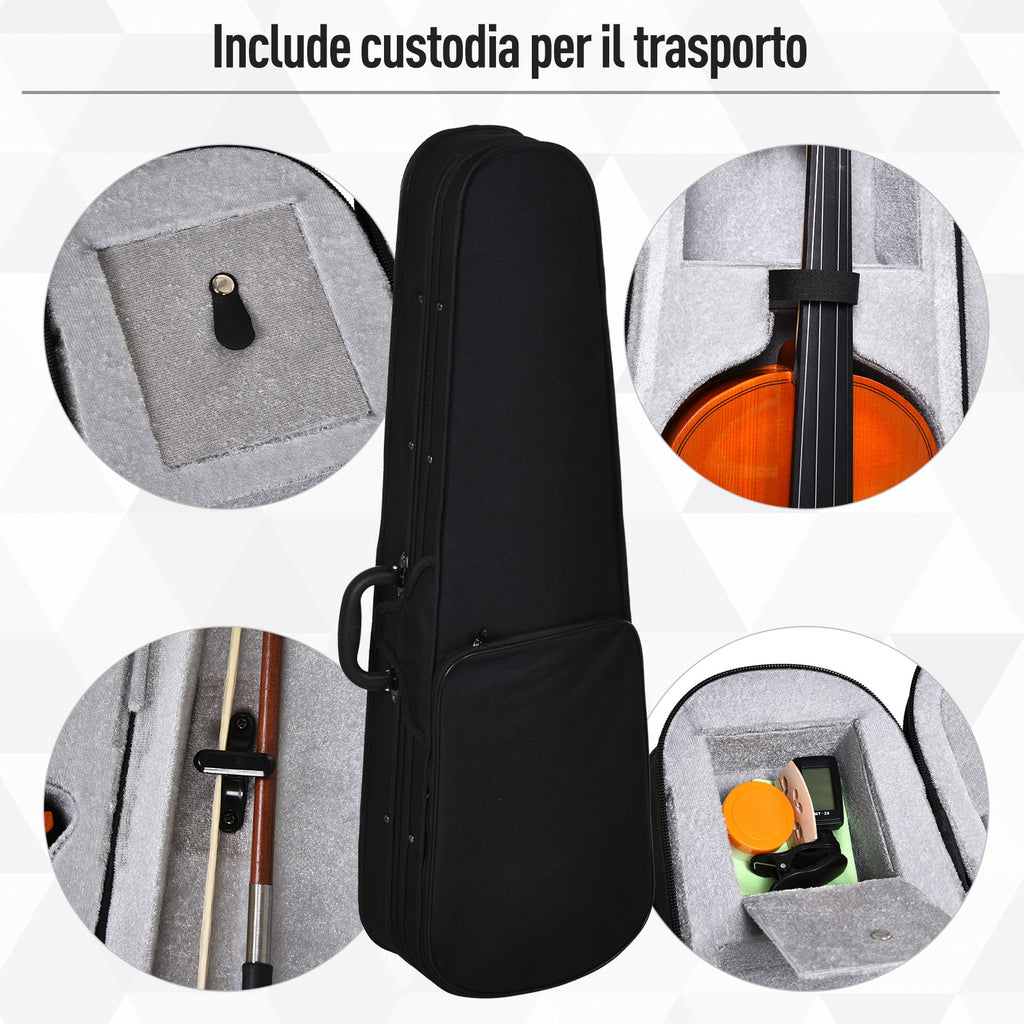 Easycomfort Violino 4/4 per Adulti with Accessori Inclusi (Custodia, Archetto, Corde, Ponticello, Accordatore) 58.5 x 21.5 x 7cm