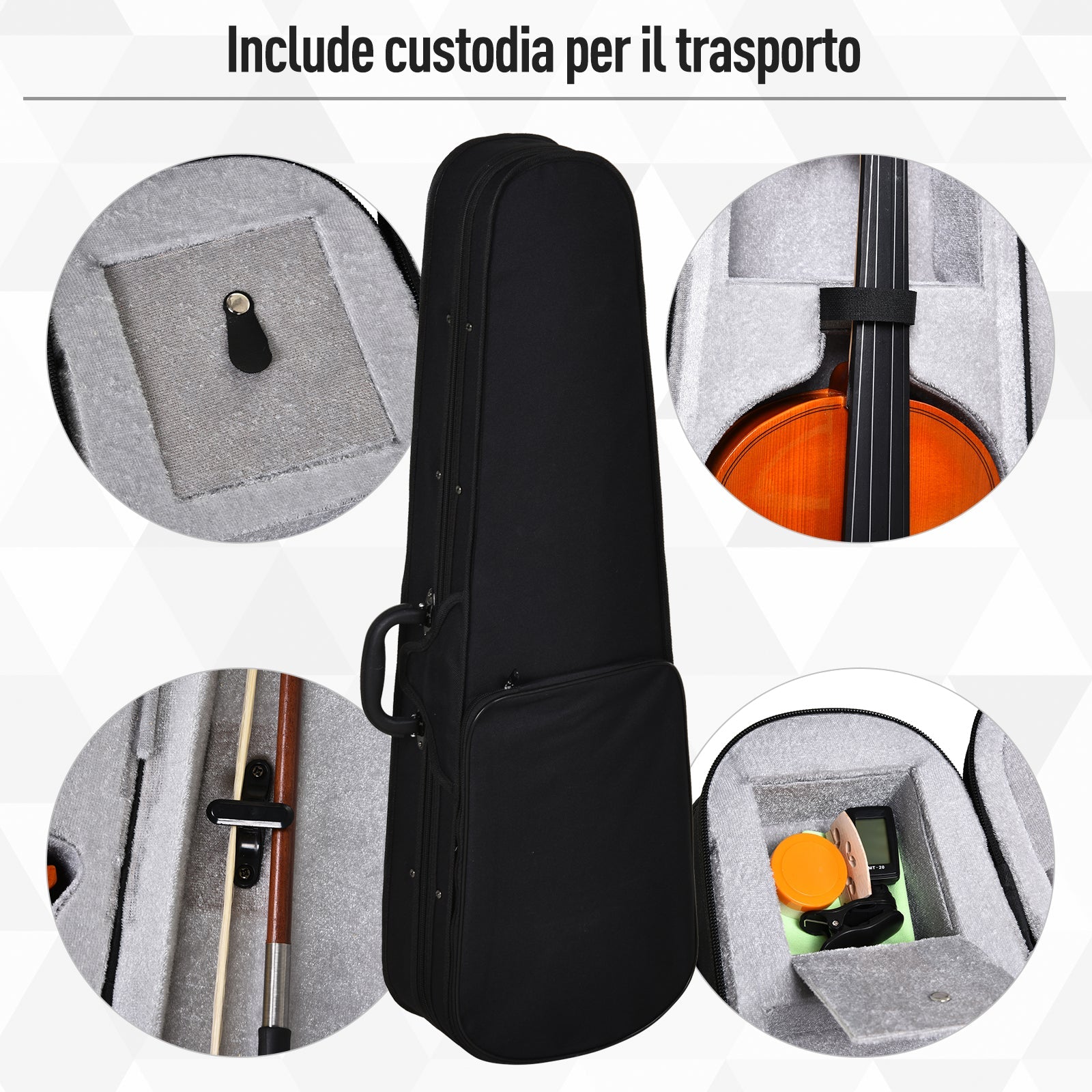 Easycomfort Violino 4/4 per Adulti with Accessori Inclusi (Custodia, Archetto, Corde, Ponticello, Accordatore) 58.5 x 21.5 x 7cm