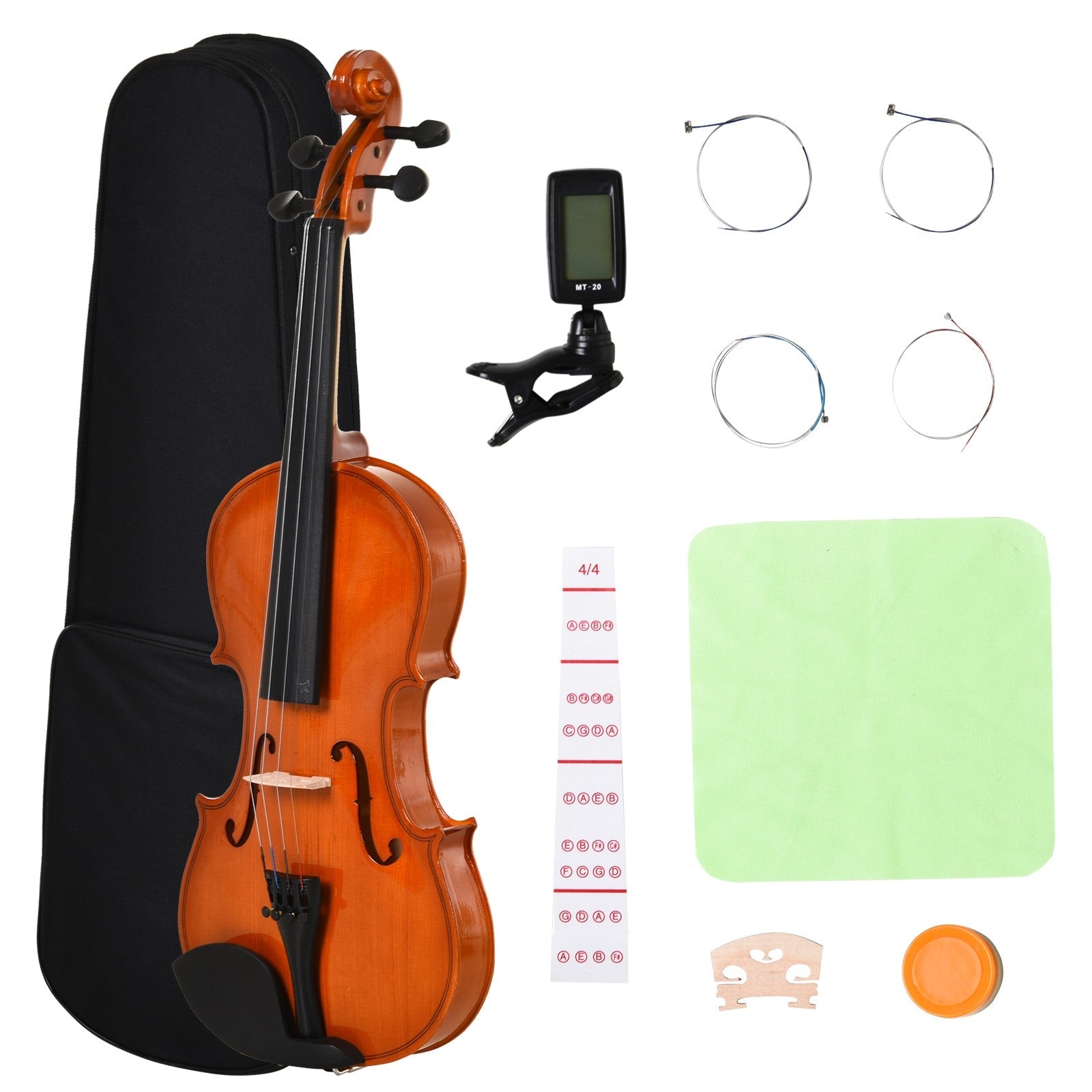 Easycomfort Violino 4/4 per Adulti with Accessori Inclusi (Custodia, Archetto, Corde, Ponticello, Accordatore) 58.5 x 21.5 x 7cm