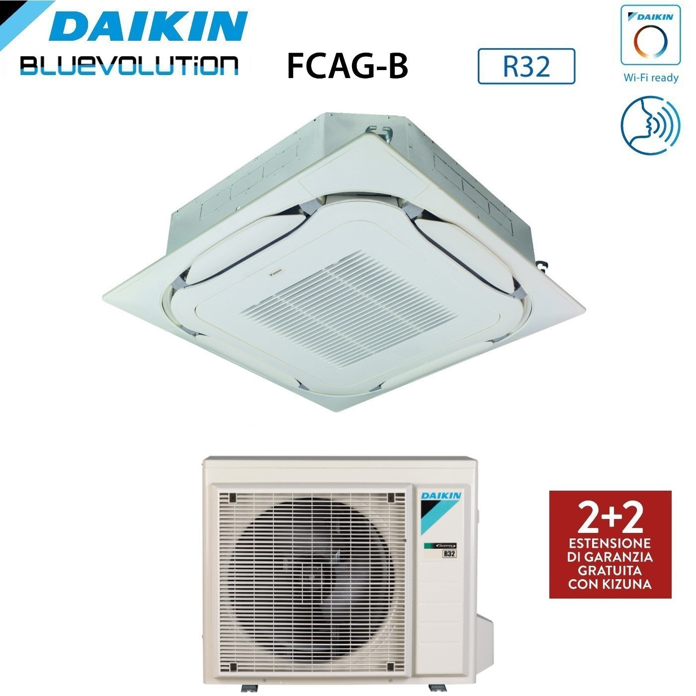 Daikin Bluevolution Round Flow Cassette Air Conditioner 21000 BTU FCAG60B R-32 Wi-Fi Optional with Wire Control and Grille - Italian Warranty