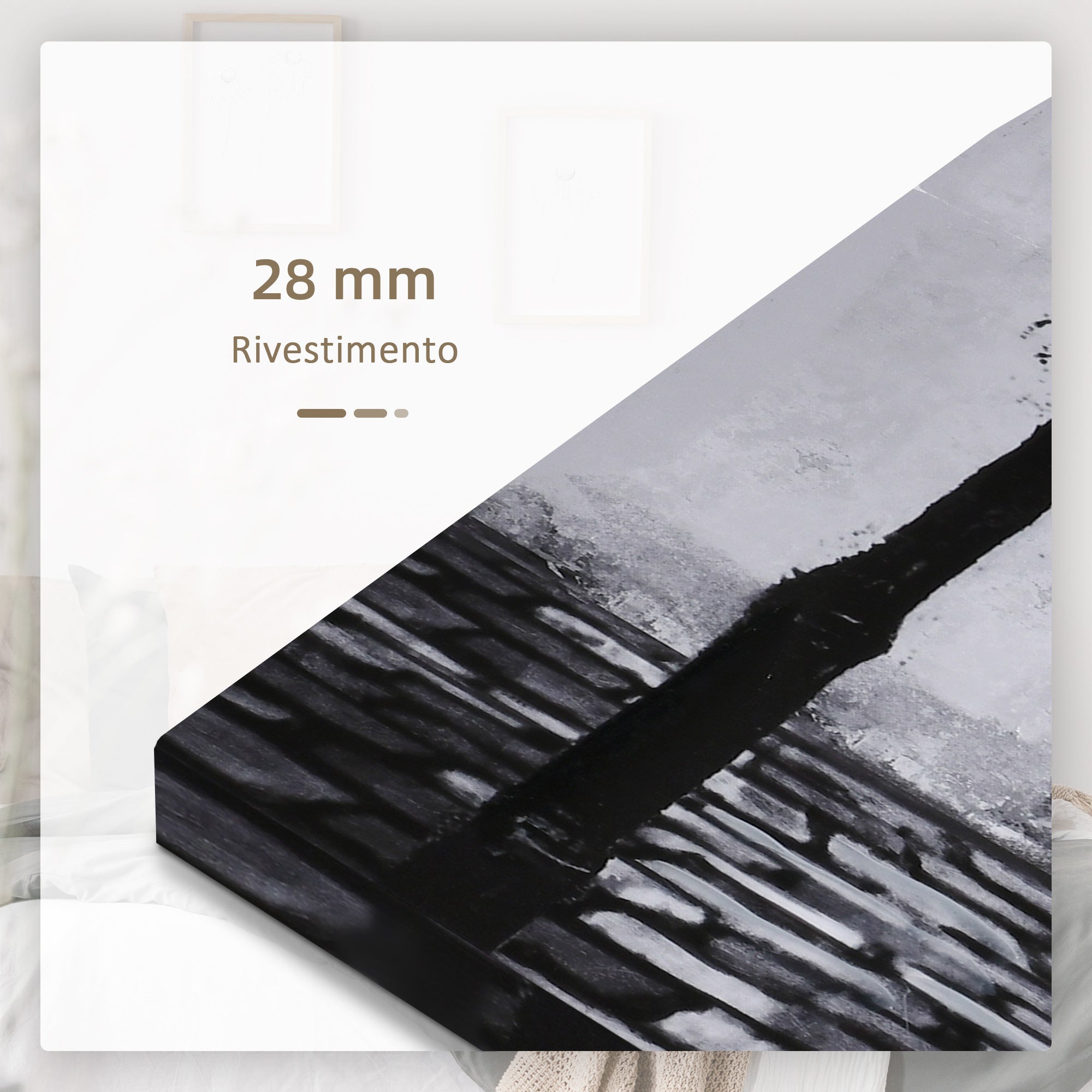 Easycomfort Stampa su Tela with Bambina, 80x40cm, 5 Pezzi per Casa e Ufficio, Tela in Legno di Pino e Vernice ad Acqua, black white Rosso