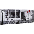 Easycomfort Stampa su Tela with Bambina, 80x40cm, 5 Pezzi per Casa e Ufficio, Tela in Legno di Pino e Vernice ad Acqua, black white Rosso