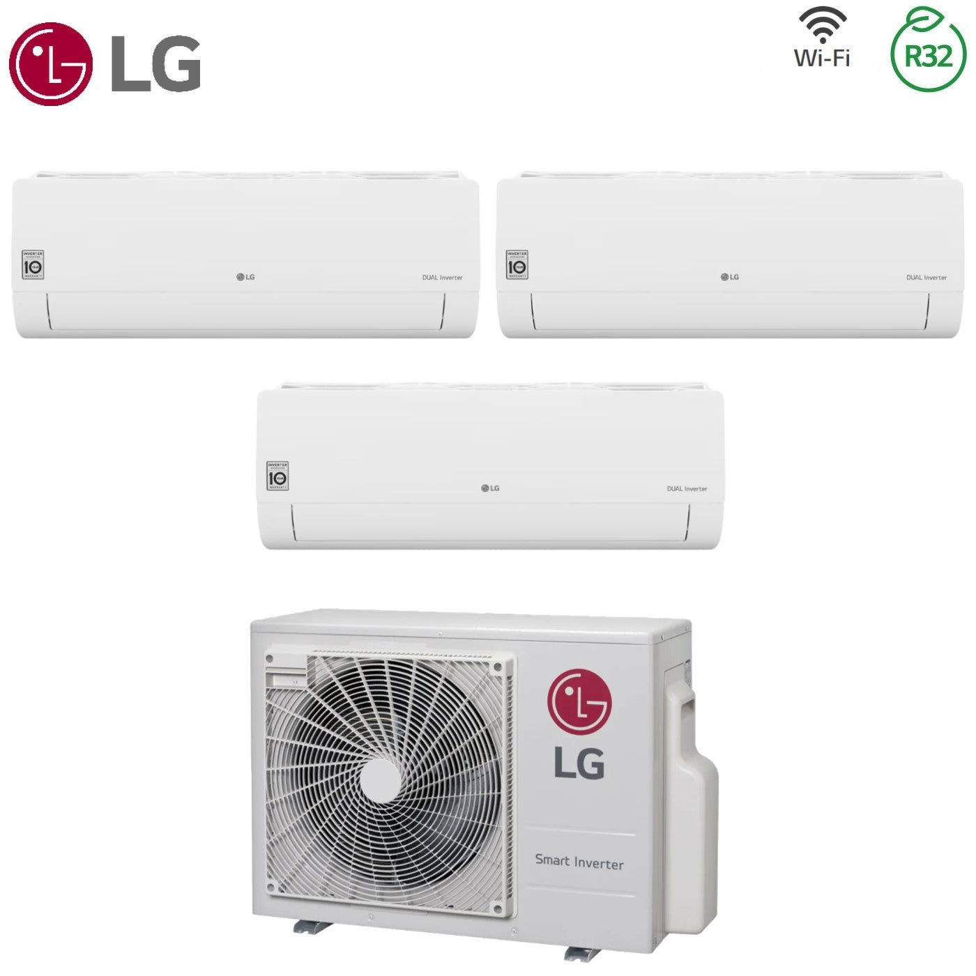 LG Trial Split Inverter Air Conditioner Libero Smart Series 9+9+12 with MU3M21 R-32 9000+9000+12000 Integrated Wi-Fi
