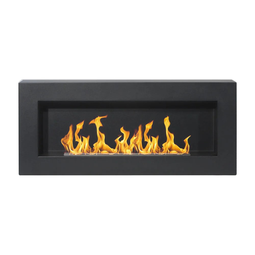 Camino a bioetanolo biocamino da parete Siena black L 90 x P 12 x H 40