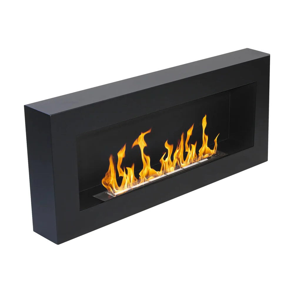 Camino a bioetanolo biocamino da parete Siena black L 90 x P 12 x H 40