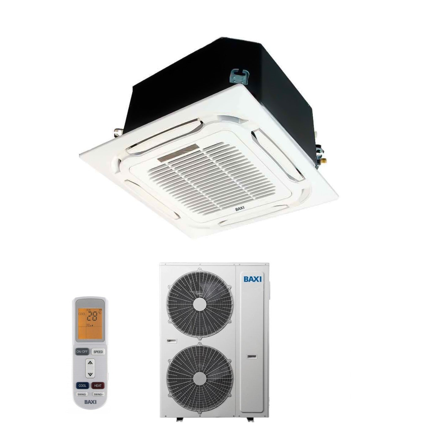 Condizionatore a Cassetta Baxi 48000 Btu RZGBK140 R-32 Trifase Wi-Fi Optional con Telecomando e Pannello