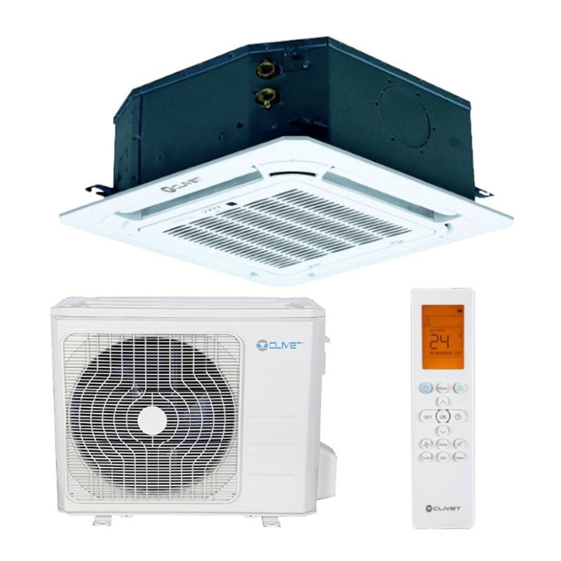 Air conditioner a cassetta 650x650 Clivet Inverter series BOX2 12000 btu IB3-XY-35M completo di griglia R-32 A++ optional Wi-Fi completa di telecomando