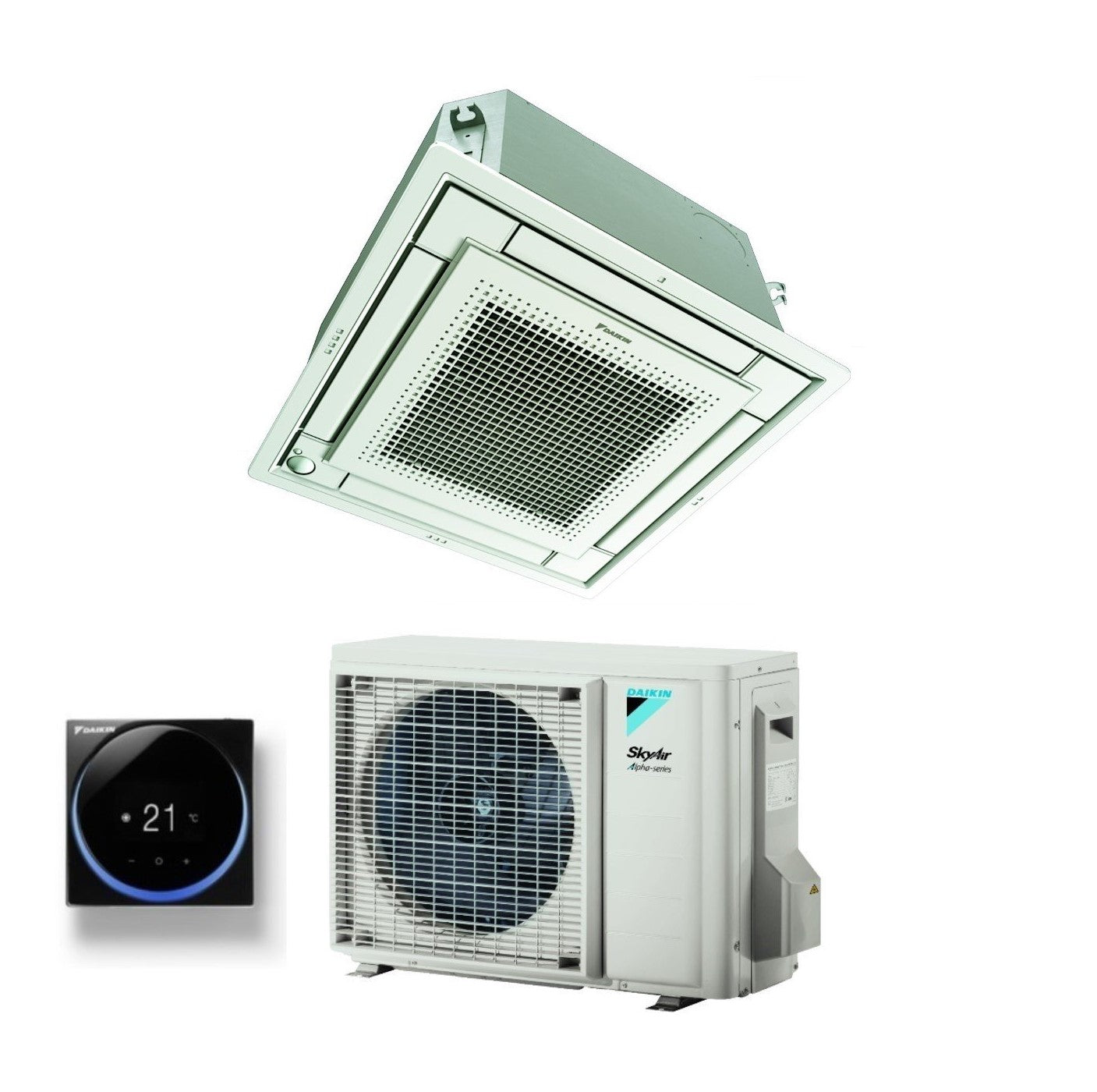 Daikin Fully Flat Cassette Air Conditioner 18000 BTU FFA50A + RZAG50A R-32 Optional Wi-Fi with Wired Control and Grille Included