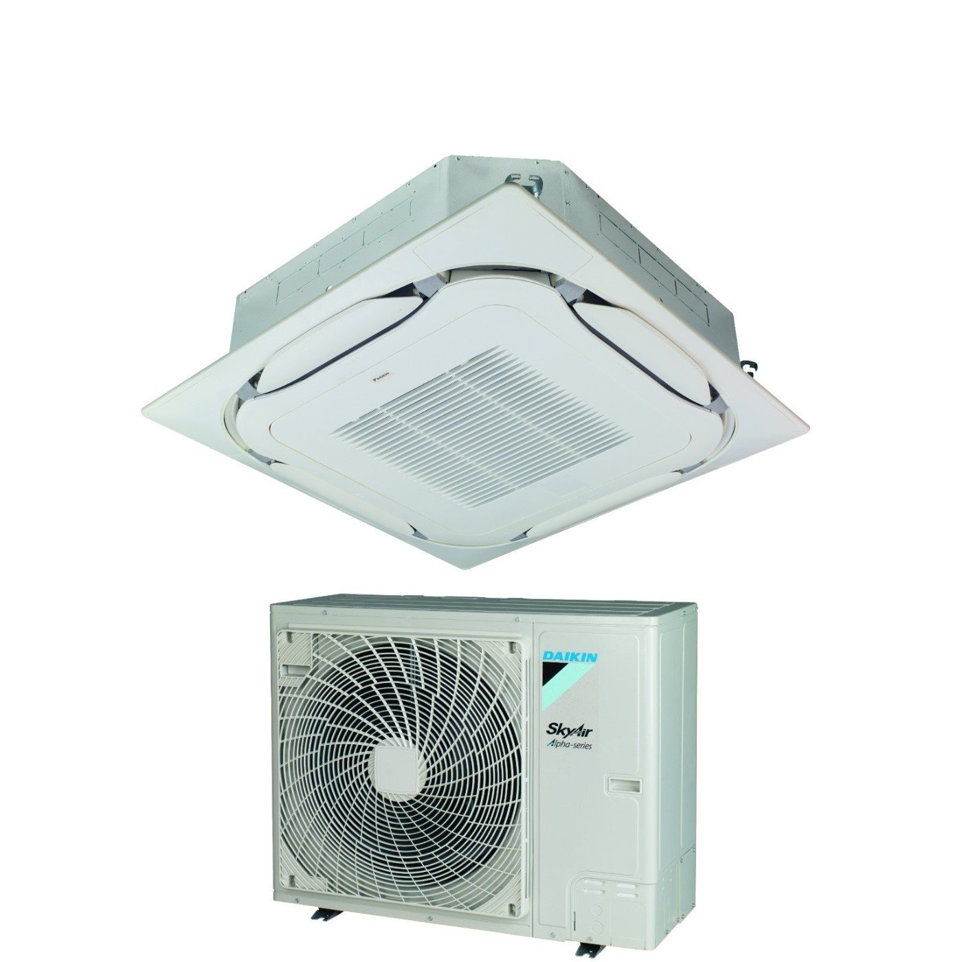 Daikin Bluevolution Air Conditioner Round Flow Cassette Inverter SkyAir Alpha-Series 48000 Btu FCAG140B + RZAG140NV1 Single Phase R-32 Wi-Fi Optional With Standard Grid