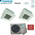 Daikin Bluevolution Air Conditioner Dual Split Inverter Cassette FFA-A 9+18 with 2MXM50A R-32 Wi-Fi Optional with White Grill Included 9000+18000 Italian Warranty