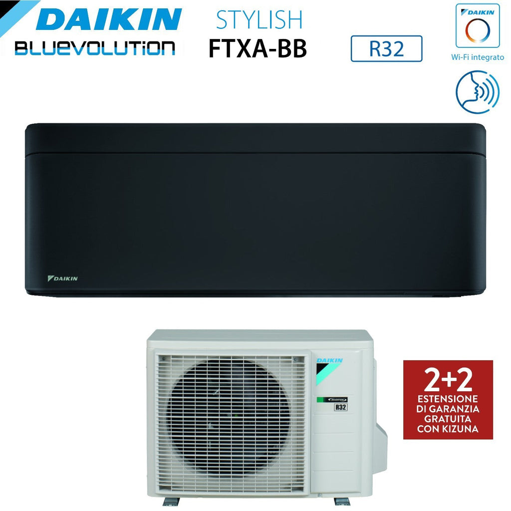 Daikin Bluevolution Inverter Air Conditioner STYLISH TOTAL BLACK series 15000 Btu FTXA42BB R-32 Integrated Wi-Fi Class A++ Black Color - Italian Warranty
