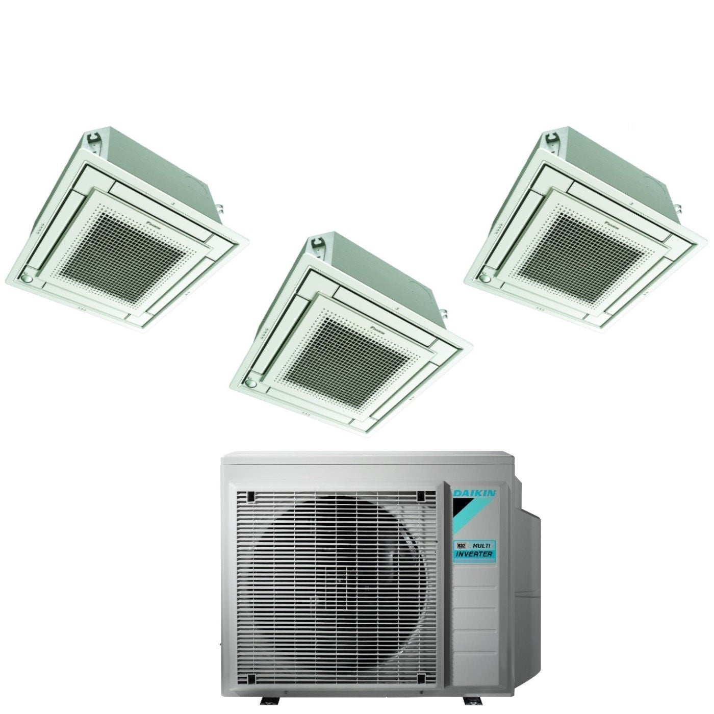 Daikin Bluevolution Inverter Trial Split Cassette Air Conditioning FFA-A 9+9+9 with 3MXM52N R-32 Wi-Fi Optional with White Grill Included 9000+9000+9000 - Italian Warranty