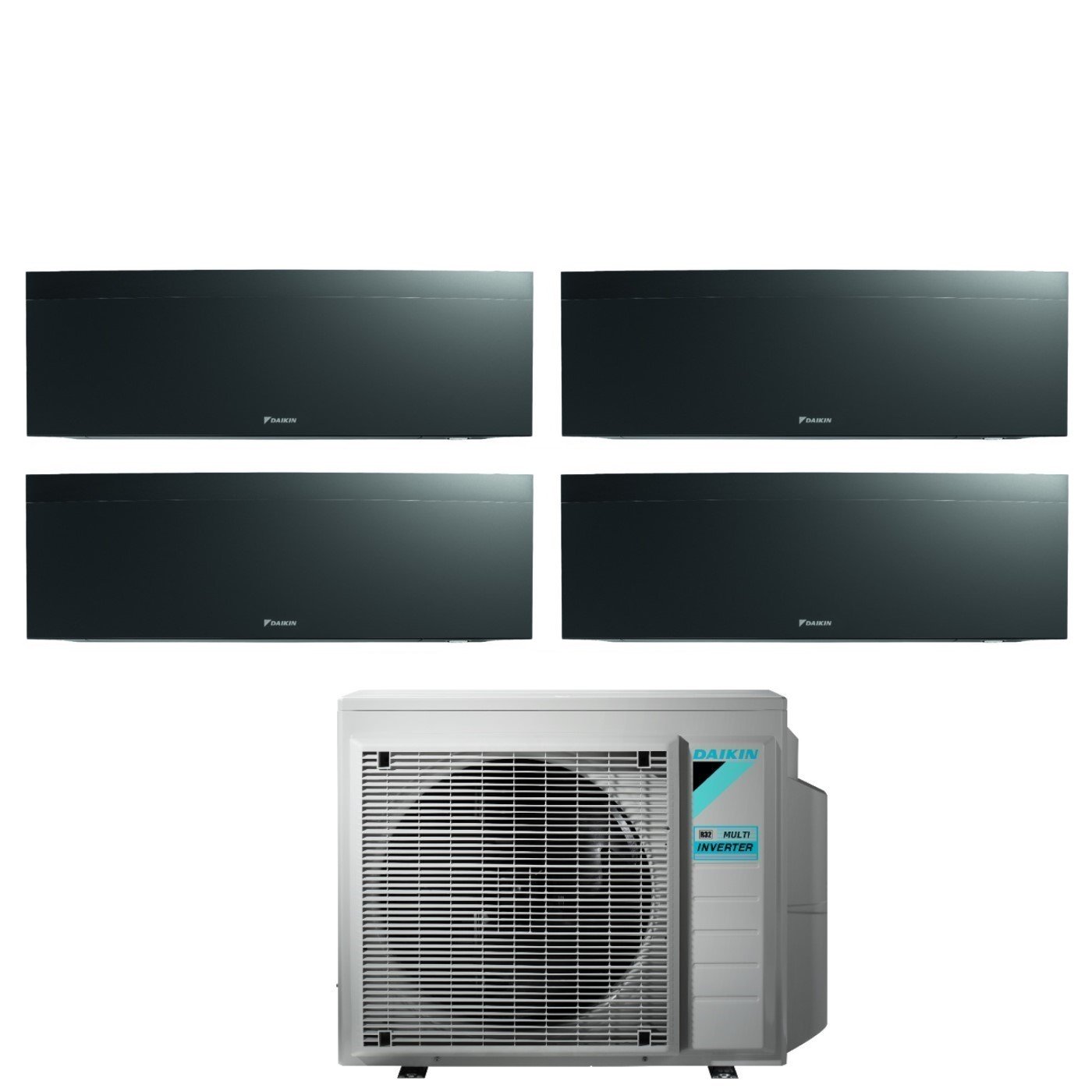 Daikin Bluevolution Air Conditioner Split Inverter Panels EMURA BLACK III series 7+7+7+15 with 4MXM68N R-32 Integrated Wi-Fi 7000+7000+7000+15000 Black Color - Italian Warranty