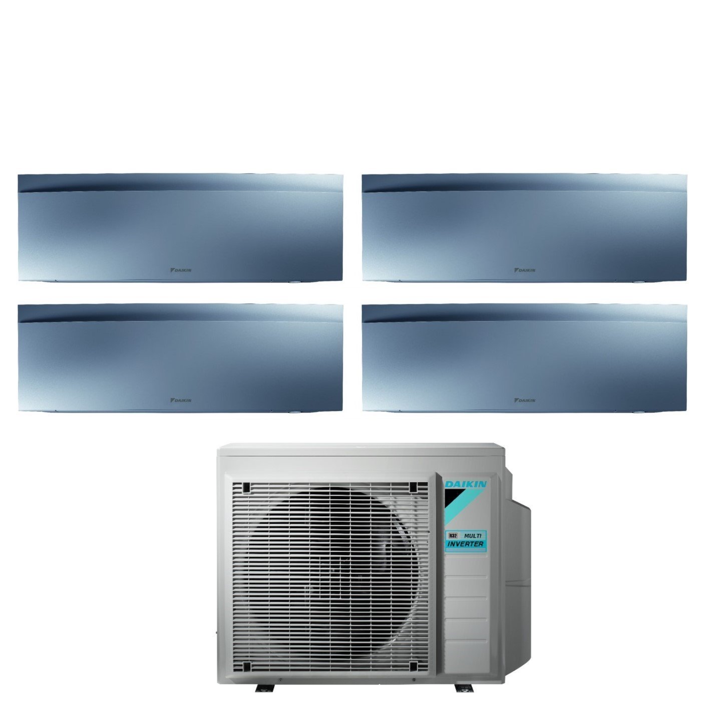 Daikin Bluevolution Air Conditioner Split Inverter Panels EMURA SILVER III series 7+9+15+15 with 4MXM80N R-32 Integrated Wi-Fi 7000+9000+15000+15000 Silver Color - Italian Warranty