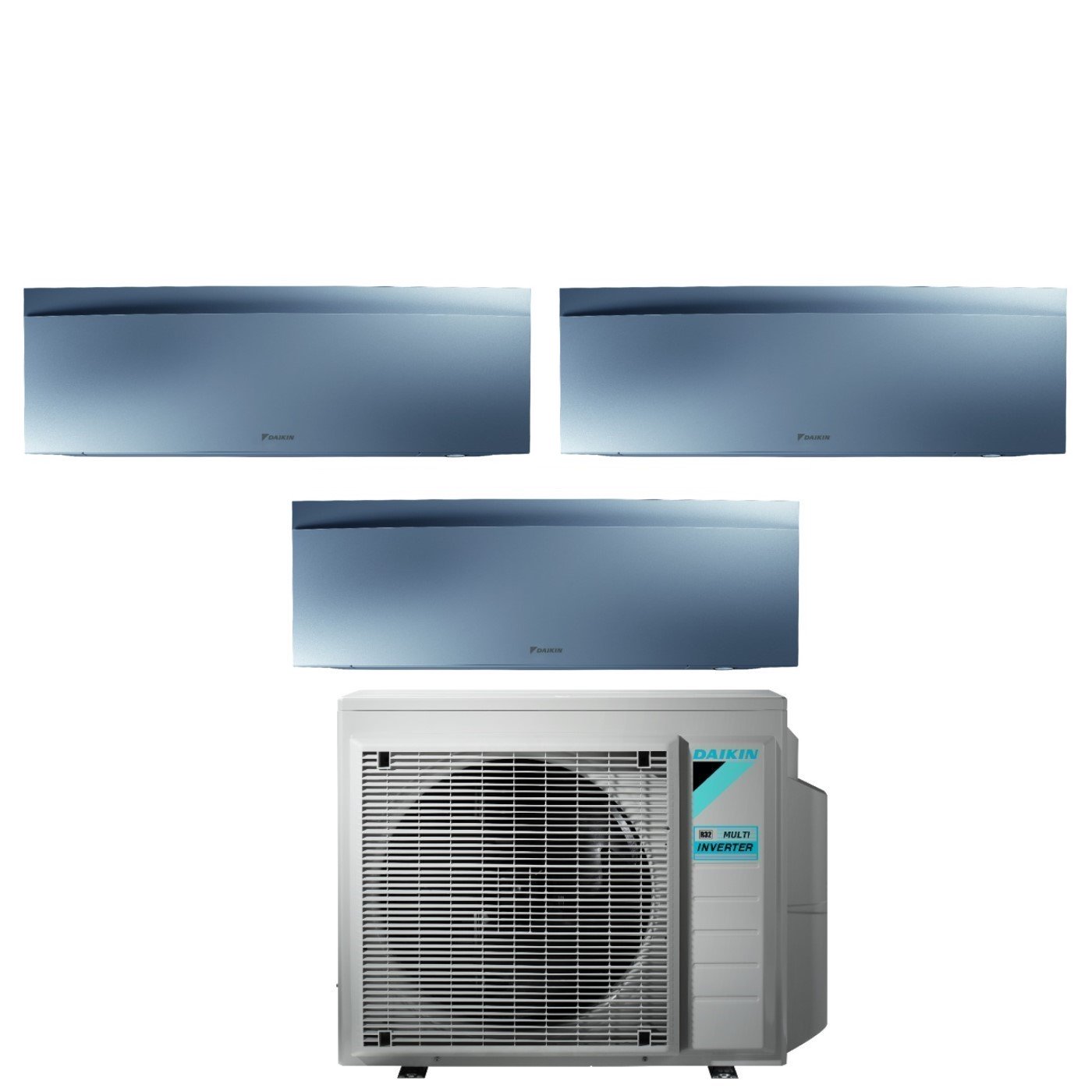 Daikin Bluevolution Trial Split Inverter Air Conditioner EMURA SILVER III 9+12+18 series with 3MXM68N R-32 Integrated Wi-Fi 9000+12000+18000 Silver Color - Italian Warranty