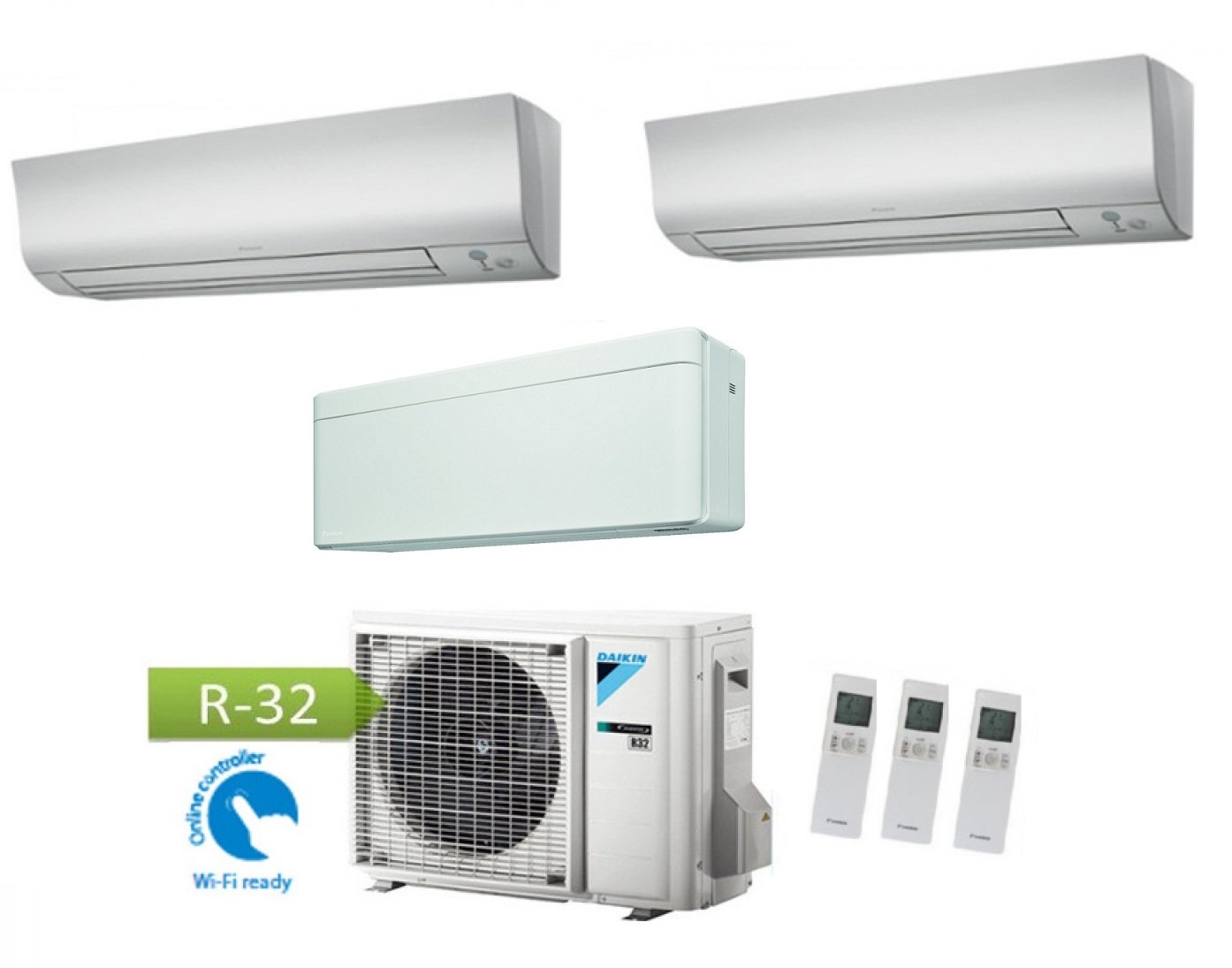 Air conditioner tri-split DAIKIN Bluevolution Inverter series FTXN Perfera 9000 + FTXN Perfera 9000 + Stylish 12000 with 3MXM52M R-32 Wi-Fi 9+9+12 - NEW