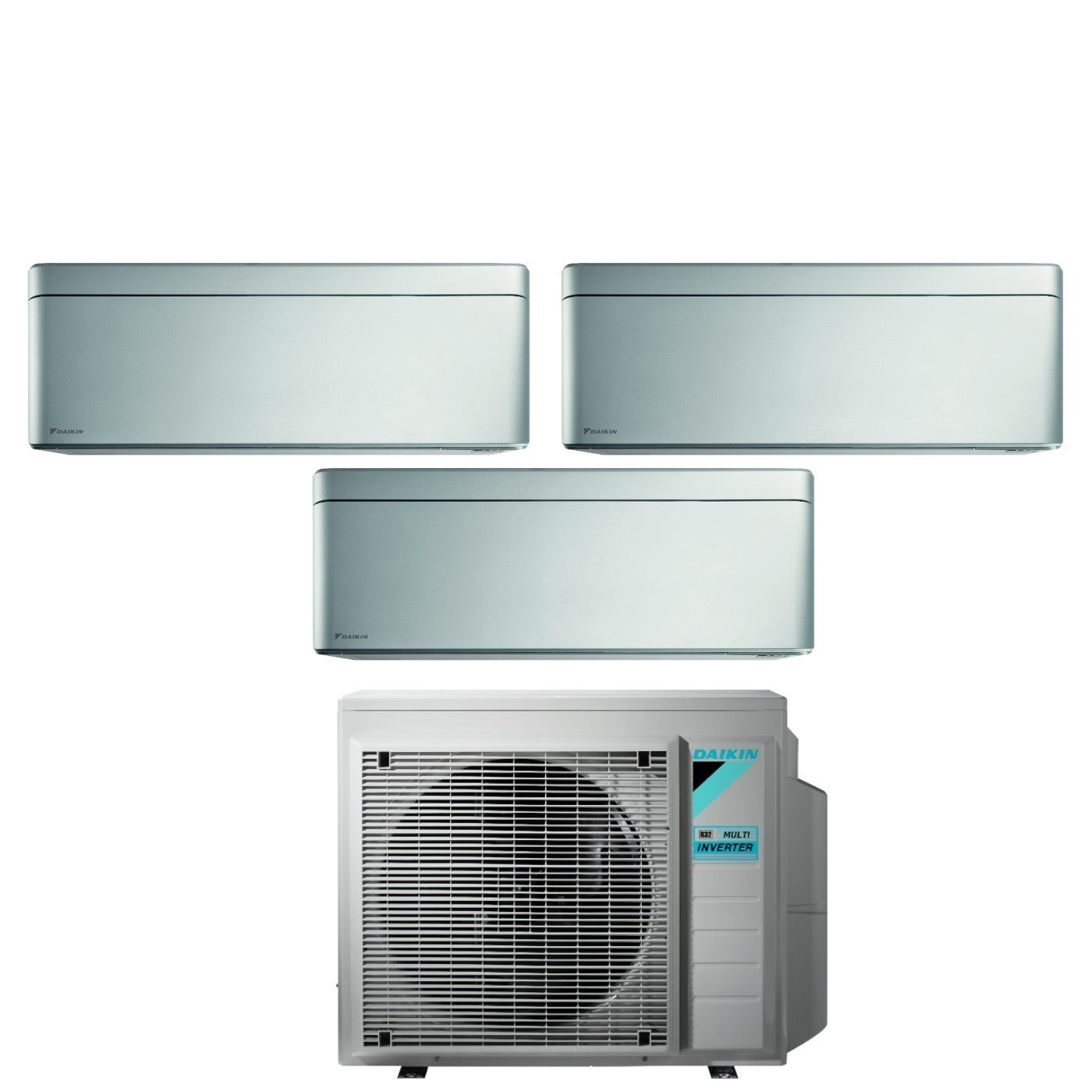 Air conditioner tri-split Daikin Bluevolution Inverter series STYLISH TOTAL SILVER 7+9+15 with 3MXM68N R-32 built-in Wi-Fi 7000+9000+15000 Colore Grigio - Garanzia Italiana