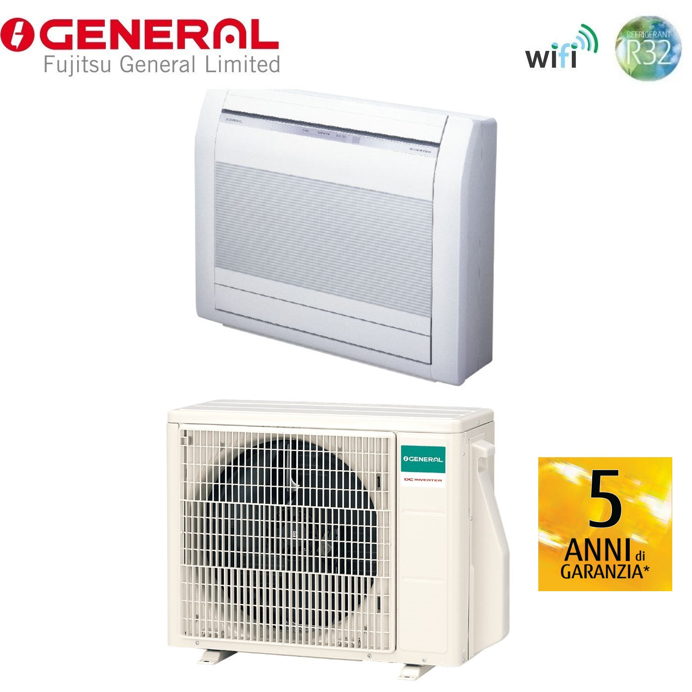 Air conditioner General Fujitsu Console Pavimento Inverter 14000 Btu AGHG14KVCA R-32 optional Wi-Fi
