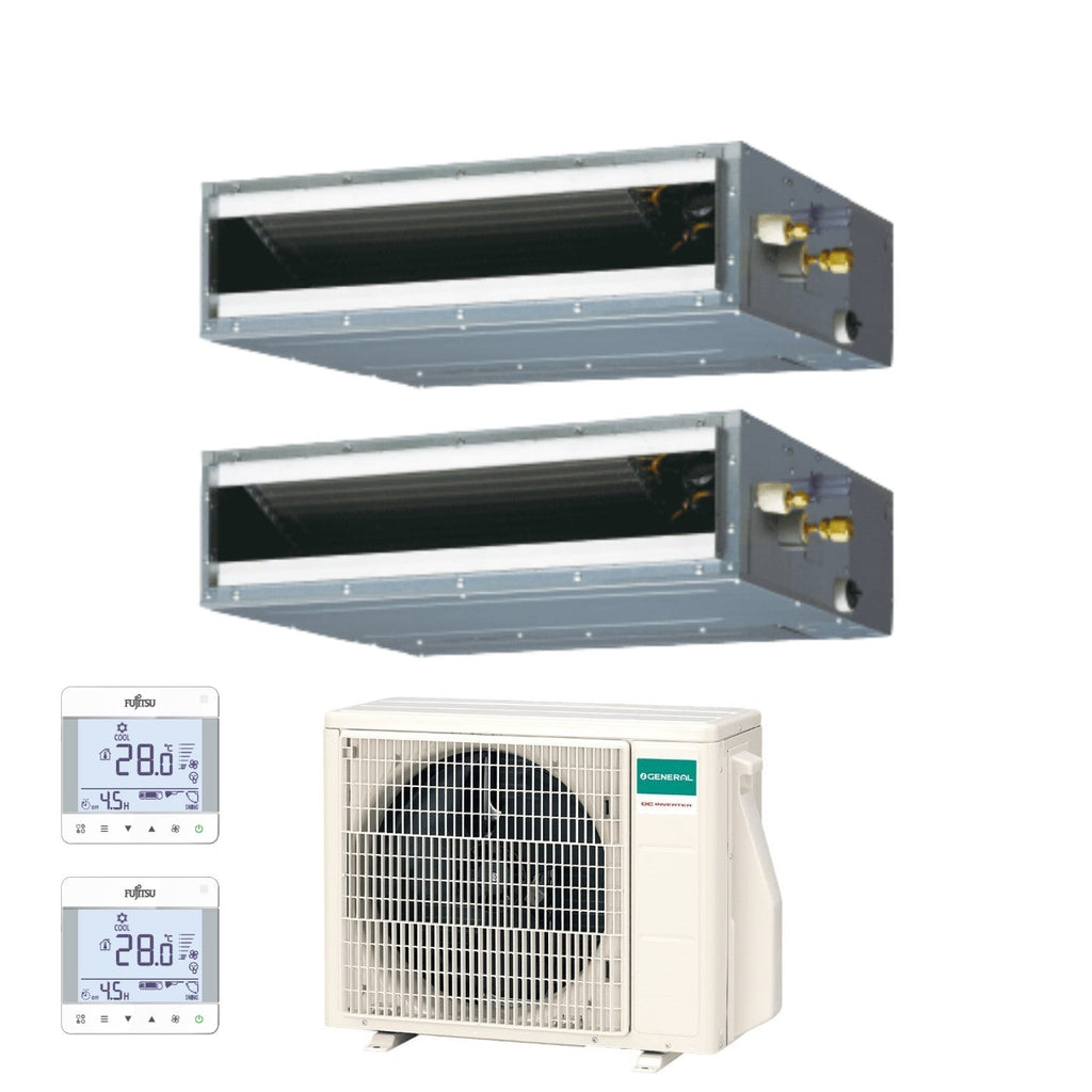 Air conditioner dual-split General Fujitsu Inverter Canalizzato Canalizzabile series KL 9+9 with AOHG18KBTA2 R-32 optional Wi-Fi 9000+9000 Comandi UTY-RCRGZ1 Inclusi
