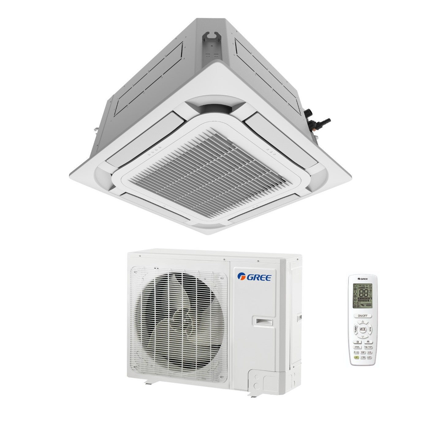 Gree 8-way cassette air conditioner 36000 Btu GUD100T/AT R-32 Optional three-phase Wi-Fi with remote control and panel included - New