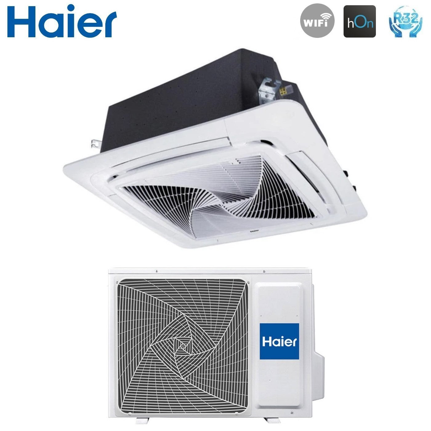 Haier Cassette Air Conditioner 90x90 Round Flow 24000 Btu AB71S2SG1FA R-32 Wi-Fi Optional with No Sensor Panel Included