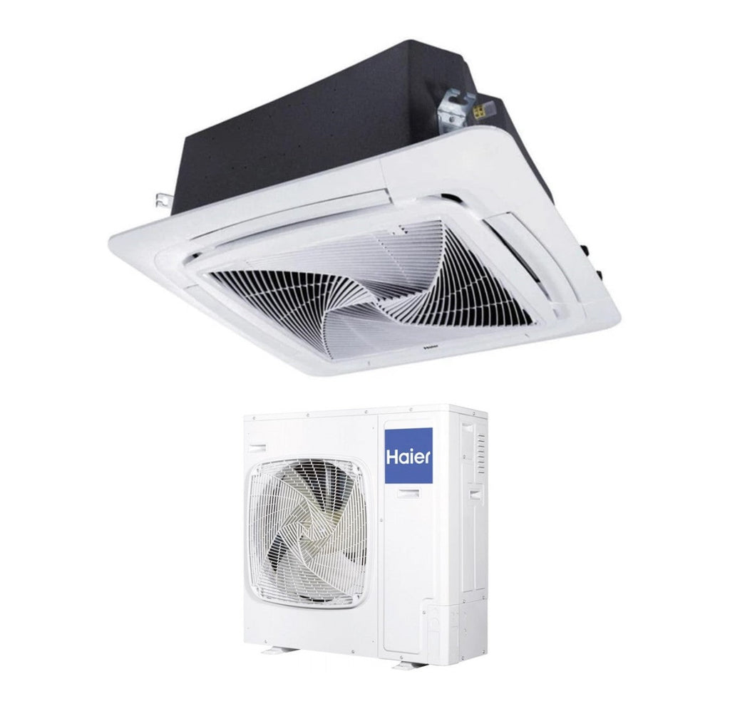 Haier Air Conditioner Cassette 90x90 Round Flow 48000 Btu ABH140K1ERG Single Phase R-32 Wi-Fi Optional with No Sensor Panel Included Haier YR-E16B wired control
