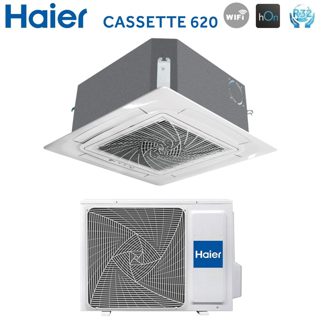 Haier Air Conditioner Cassette 4-Way Inverter Cassette620 Series 12000 Btu AB35S2SC2FA R-32 Wi-Fi Optional with Panel Included Wired Control Haier White HW-BA116ABK