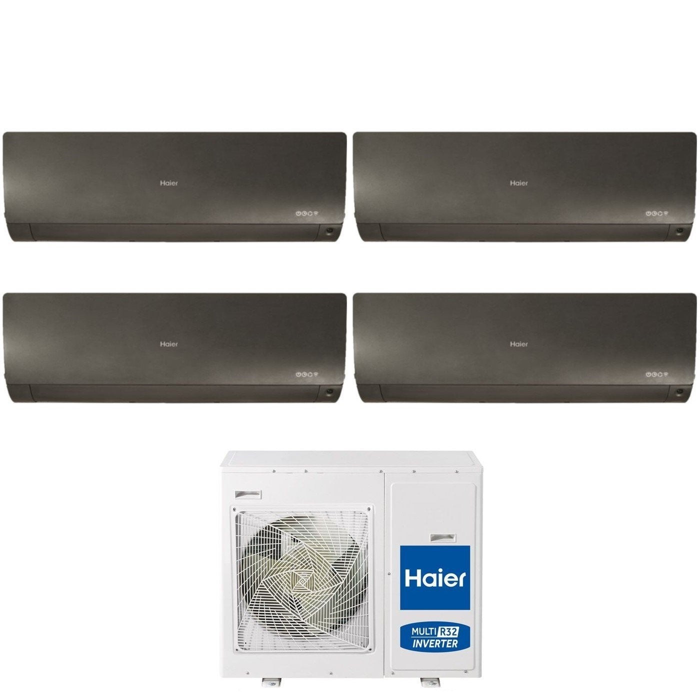Air conditioner quad-split Haier Inverter series FLEXIS PLUS BLACK 7+7+7+18 with 4U75S2SR3FA R-32 built-in Wi-Fi Colore black 7000+7000+7000+18000