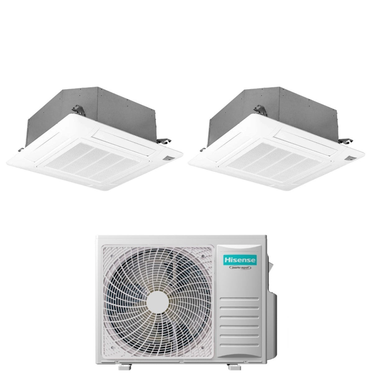 Hisense Dual Split Cassette Air Conditioner 12+18 with 4AMW81U4RAA R-32 Optional Wi-Fi 12000+18000 with Remote Control and Panel Included - New