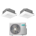 Air conditioner dual-split Hisense Inverter a Cassetta 18+18 with 4AMW81U4RJC R-32 optional Wi-Fi 18000+18000 with Telecomando e Pannello Incluso