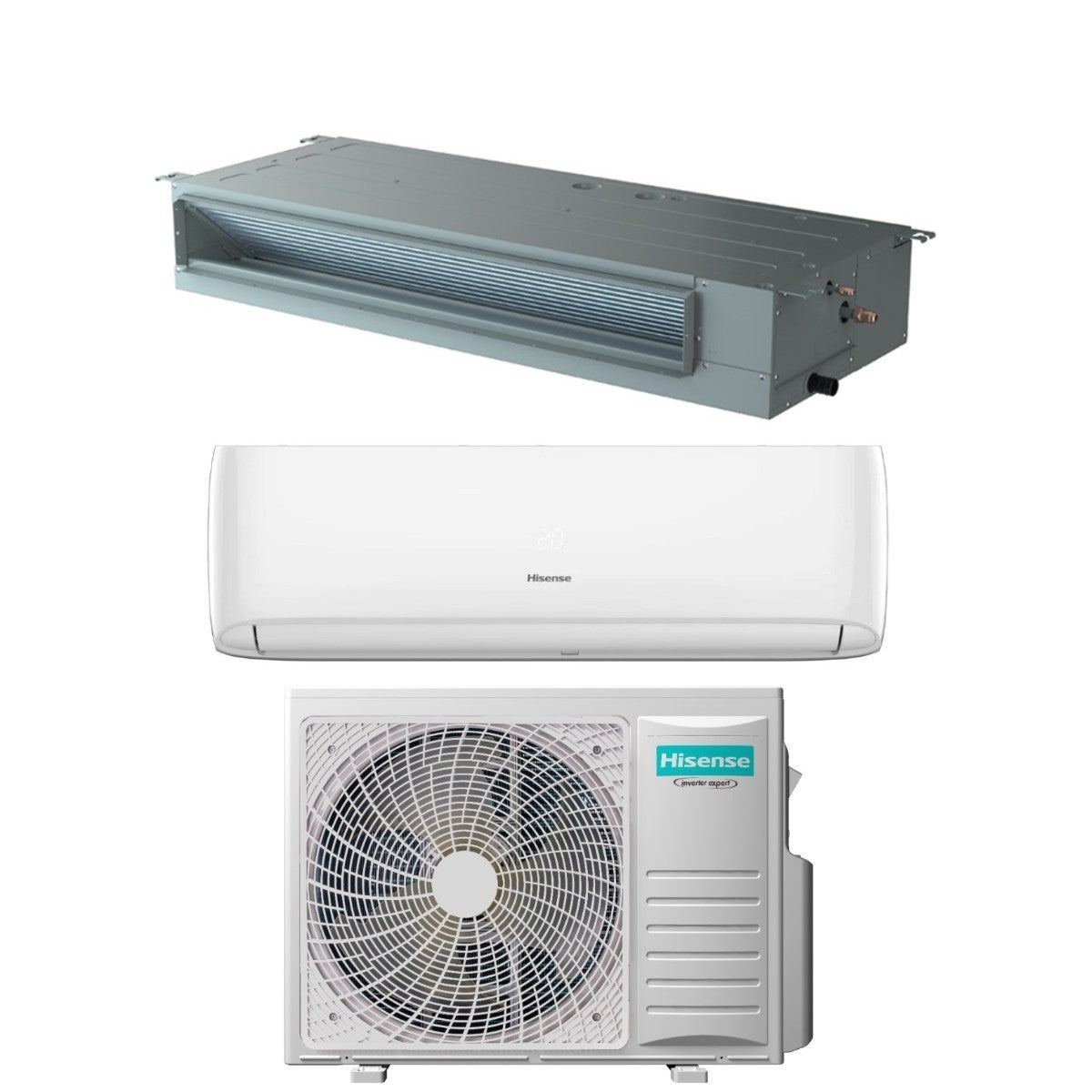 Air conditioner dual-split Hisense Hi-Comfort 12000 Btu + Canalizzato 18000 Btu with 3AMW72U4RJC R-32 optional Wi-Fi