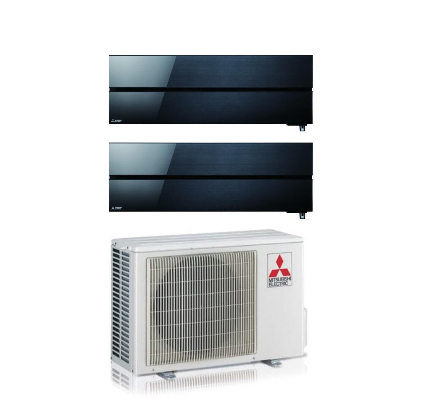 Mitsubishi Electric Dual Split Inverter Air Conditioning Kirigamine Style MSZ-LN 12+12 series with MXZ-2F53VF Onyx Black R-32 Integrated Wi-Fi Black Color 12000+12000