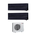 Mitsubishi Electric Dual Split Inverter Air Conditioning Kirigamine Style MSZ-LN 9+9 series with MXZ-2F53VF Onyx Black R-32 Integrated Wi-Fi Black Color 9000+9000